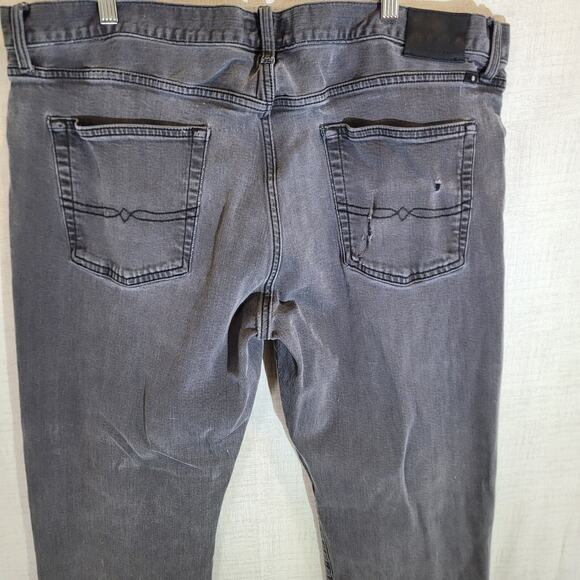 Lucky Brand 221 Original Straight Jeans Mens 40x32 Gray Distressed Denim Stretch - Picture 6 of 11